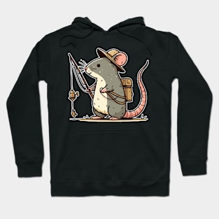 cute rat fishing with fishing rod Hoodie